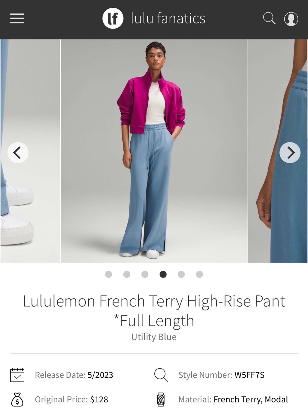 NWT Lululemon French Terry High-Rise Full Wide Leg Pant Utility Blue UTYB Size 4